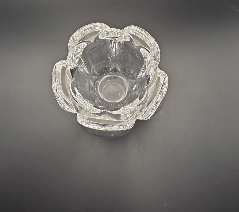 Vintage Clear Heavy Glass Lotus Tealight/Votive Holder